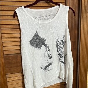 White Sleeveless Graphic Top